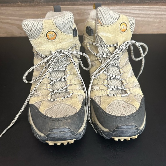 Merrell Moab Mid Ventilator Hiking Boots Women 10 Taupe Vibram Lace Up J86592 - Picture 5 of 8